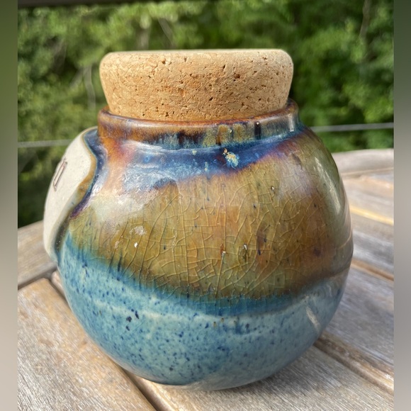 "GREEN FEES" Tumbleweed Pottery Handcrafted in North Carolina Cork Top Golf Bank - Picture 2 of 8